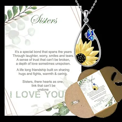 To My Sister Gifts For Her Birthday Presents I Love You Silver Necklace Card • £9.78