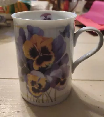 Marjolein Bastin Pansies Bee Butterfly  Enjoy The Simple Pleasures  Mug 4 Avon • $8.95