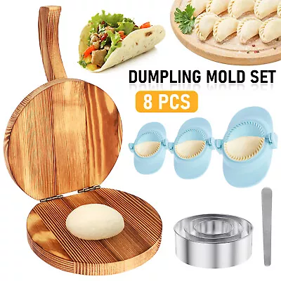 8X Dumpling Maker Wood Tortilla Press W/ Handle Efficient Empanada Press Maker☍ • $36.30