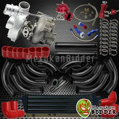 T0E4 T3/T4 .63 AR 400+HP Upgrade 9PC V-Band Turbo Charger Kit W/Couplers Red • $689.99