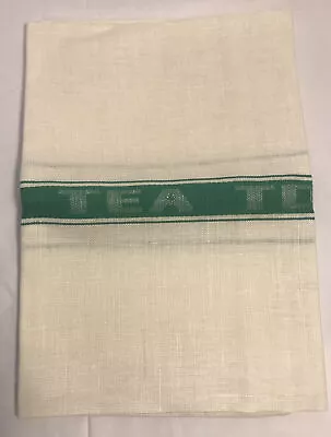 Vintage 100% Pure Irish Linen Kitchen Tea Towel Green • $20.99