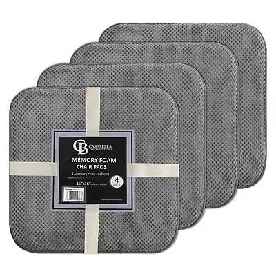 Casabella Seat Cushion Memory Foam Chair Pad Set Of 4 Non Slip Back 16x16 Inch • $31.99