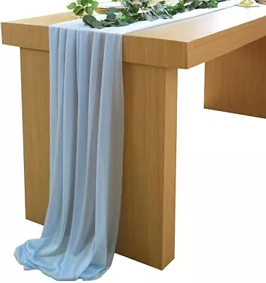 Charmhut 10Ft Maya Blue Sheer Chiffon Table Runner For Rustic Boho Wedding Party • $9.96