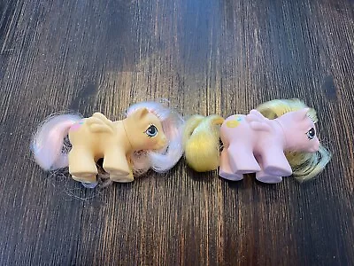 VTG MLP My Little Pony G1 Newborn Baby Twins Nibbles & Dibbles Lot Swan 1987 • $30