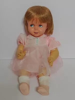 Vintage Mattel Baby Say N See Pull String TALKS EYES & MOUTH MOVE Cloth Body • $49.99