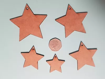 Wood MDF Christmas BAUBLES (STAR) Craft Shapes Blanks Decoration 5 SIZES • £2.99