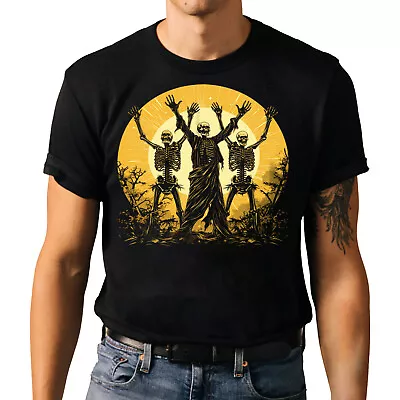 Vintage Skeletons Worship Tee - Retro Gothic Unisex Novelty Graphic T-Shirt • $19.99