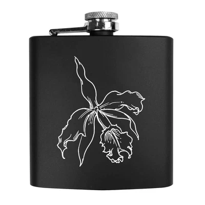 6oz (170ml) 'Orchid Flower' Pocket Hip Flask (HP00011871) • £14.99