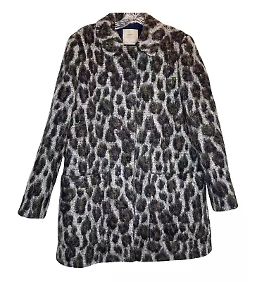 Zara Basic Womans Coat Wool Blend US L EU L Alpaca Animal Print Made In Spain • $35.99