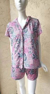 $28 • Buy Vera Bradley Floral Bird Button Short Sleeve Shorts Set Soft Women's XL