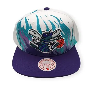 Mitchell & Ness Charlotte Hornets Hot Fire White/Purple Adjustable Snapback Hat • $40.99