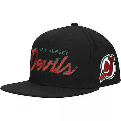 Men's Mitchell & Ness Black New Jersey Devils Core Team Script 2.0 Snapback Hat • $33.99