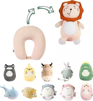 $18.99 • Buy 2-in-1 Travel Pillow For Kids Plushie That Converts Into A U-Shaped Neck Pillow
