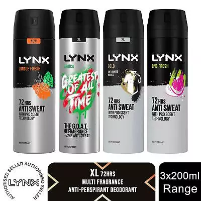 Lynx XL Anti-Perspirant 72-Hour Sweat Protection Deodorant 200ml 3 Pack • £9.99