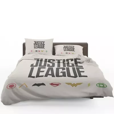 Justice League 2017 Movie DC Comics Logo Quilt Duvet Cover Set California King • $54.99