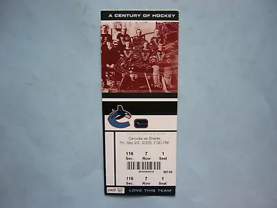 2005/06 Vancouver Canucks San Jose Sharks Nhl Ticket Stub Vancouver Millionaires • $24.99