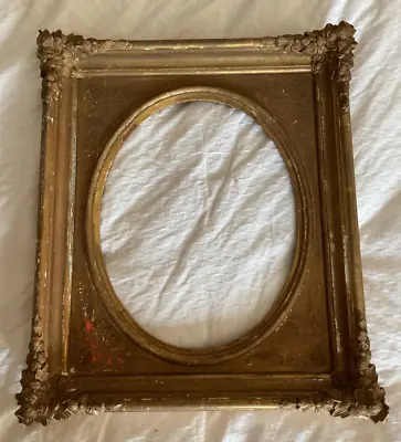 Vtg Antique  Gilt Gesso Gold Oval Wooden Picture Frame Rectangular MCM Regency • $75