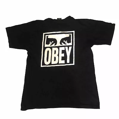 OBEY Clothing Men's Eyes Icon 2 Classic Tee Off Black Skate T-Shirt - Medium • £22.95