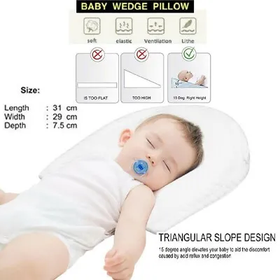 £11.20 • Buy Baby Wedge Pillow - Anti Reflux And Colic Congestion Universal Pram Head Cushion