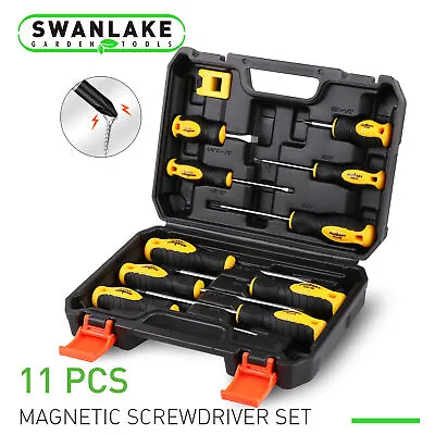 11 Pcs Magnetic Screwdriver Set & Case 5 Phillips 5 Flat Head Tips Demagnetizer • $19.99