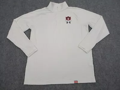 Auburn Tigers Sweater Mens Medium White Zip Logo College Football Under Armour • $24.85