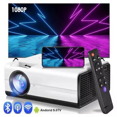 $148.99 • Buy HD1080P 4K Support Smart Bluetooth Projector Android 5G WiFi Theater Home Cinema