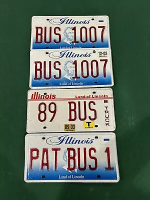 Illinois Vanity / Personalized License Plate Lot Of 4 BUS Related Plates. • $25.99