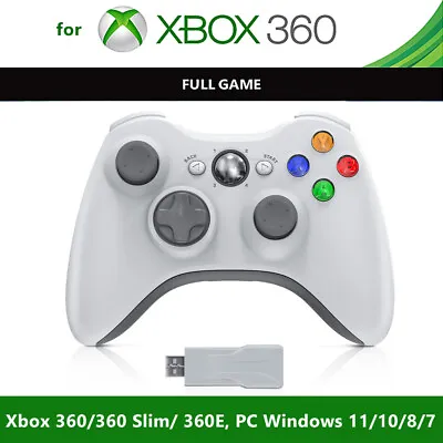 Wireless Controller For Microsoft Xbox 360 / PC Gamepad Remote White Console New • £17