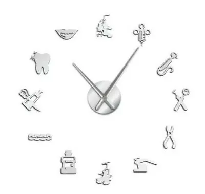 Dental Clinic Wall Clock DIY Oversized Needle Mirror Dentist Decorative Watches  • $25.98