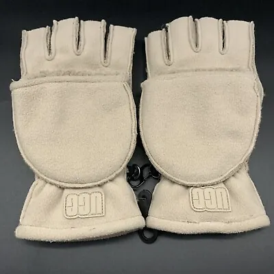 Ugg Bonded Fleece Flip Mitten Mens L/xl Putty Fingerless Convertible Glove • $49.50