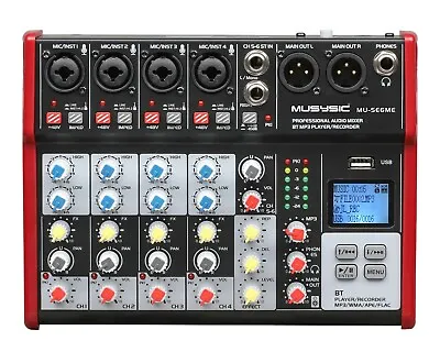 MUSYSIC Professional 6 Channel PA Mixer / Independently Phantom Power MU-SE6ME • $99.99