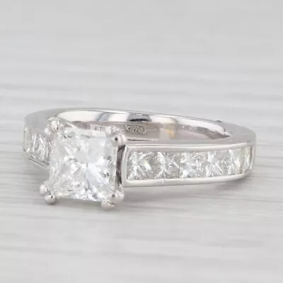 A Jaffe 2.47ctw Princess Diamond Engagement Ring 18k White Gold Cathedral EGL • $3799.99