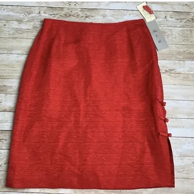 Vintage Vera Cristina Red Silk & Linen Skirt New NOS Size 8 Great Gift! • $35
