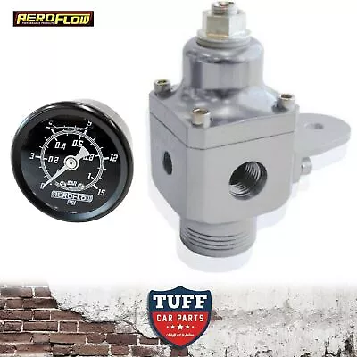 Aeroflow Polished 2 Port 750hp Carb Fuel Pressure Regulator 4-12PSI + Gauge -8 • $284.95