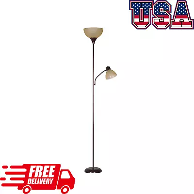 72'' Combo Floor Lamp Adjustable Reading Lamp Brown Modern Add To Adult Home • $17.99