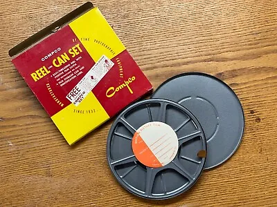 Vintage Compco Corp Metal 7” 8mm Film Reel 400ft W/ Can In Box • $10