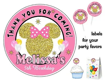 Minnie Mouse Birthday Party Favors Stickers Labels 4 Your Favors • $4.50