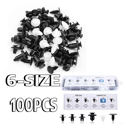 100Pc Car Bumper Trim Panel Fender Engine Push Pin Rivet Clips Parts Accessories • $11.19