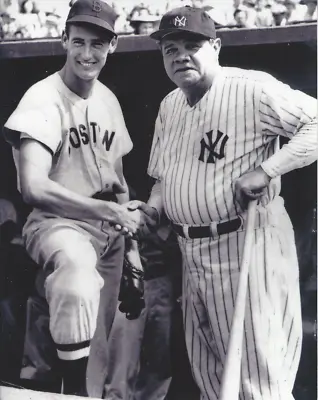 NY Yankees Babe Ruth &  Boston Ted Williams 8x10 Black And White  Photo • $5.95