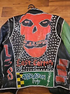Mens Studded MISFITS Punk Leather Jacket • $1150
