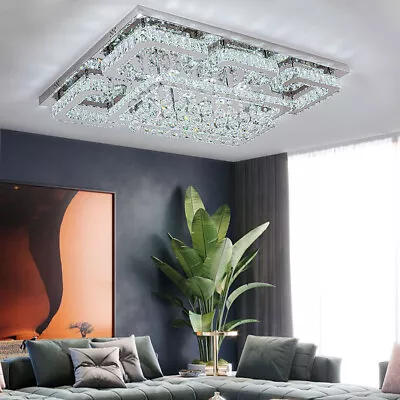 LED Ceiling Crystal Lights Luxury Chandelier Modern Pendant Lamps Round Square • £45.95