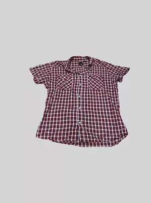 J Ferrar Shirt Adult Large Red Plaid Modern Fit Snap Button Up Short Sleeve • $10.35