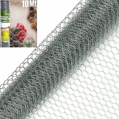 10MT Galvanised Chicken Wire Mesh Netting Rabbit Cage Aviary Fence Plant Net • £17.99