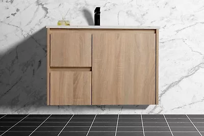 750mm Wall Hung Oak Vanity  Bathroom Cabinet Ceramic Basin/Stone Top • $288