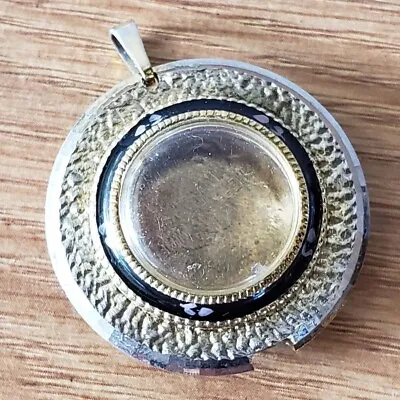 Sheffield Watch Mechanical Pendant Necklace Case Vintage Black Enamel Ring WP3 • $15.99