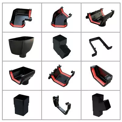 Black Square 114mm Guttering & Downpipe Fittings Freeflow Rain Water Systems • £16.99