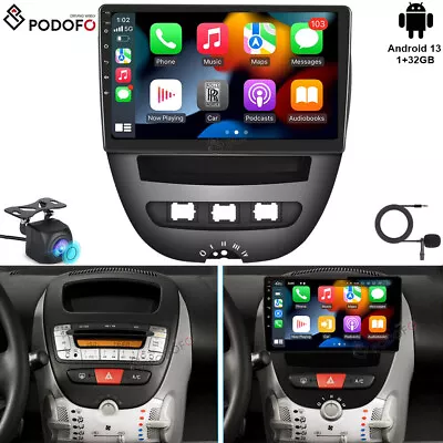 Car Radio Stereo GPS Sat Nav For Peugeot 107 2005-2014 Android 13 BT Carplay RDS • £129.99