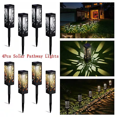 LED Solar Power Path Lights Hollow Outdoor Garden Yard Landscape Torch Lamp • $22.99