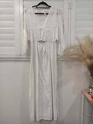 JAASE Statement White Cotton 3/4 Sleeve Maxi Dress Size M  • $50