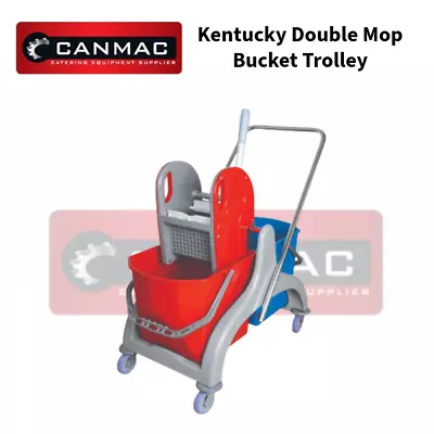 Commercial 20l Kentucky Double Mop Bucket With Wringer Durable Wheels Handle • £52.99